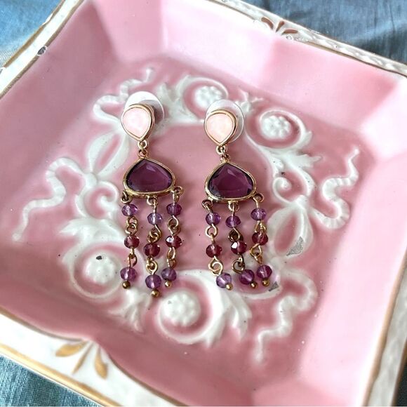 NOT FOR SALE Purple Crystal Chandelier Earrings - Picture 1 of 3